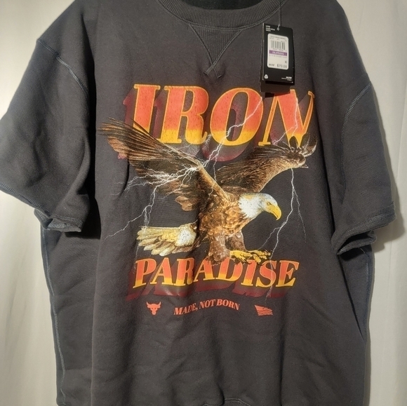 Under Armour Project Rock Graphic Cutoff Gray Eagle Crewneck Sz 2XL 1367037 010